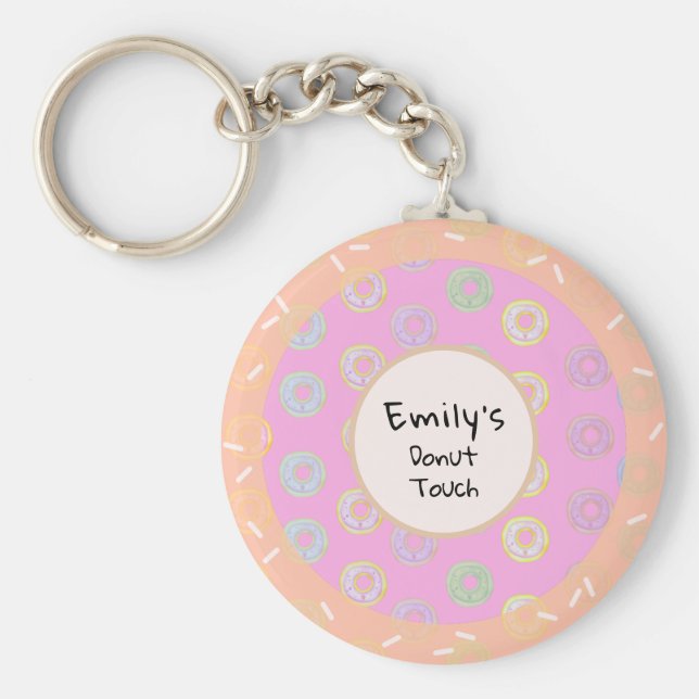 Round Donut Touch Rosa Keychain Nyckelring (Framsidan)