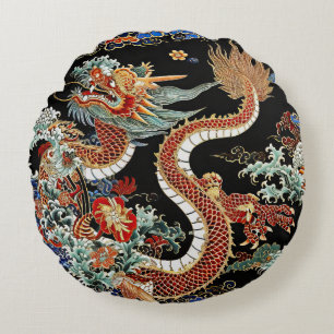Round Dragon Pillow Rund Kudde