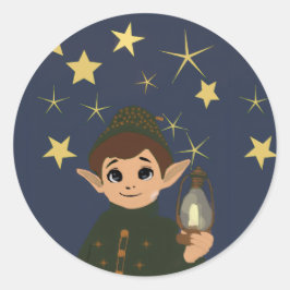Round Elf Starry Night Watcher Sticker Runt Klistermärke