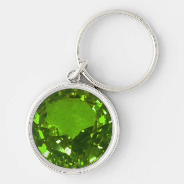Round Emerald Keychain Rund Silverfärgad Nyckelring (Framsidan)