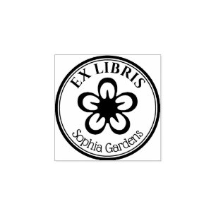 Round Ex Libris - Flower Motif Stämpel