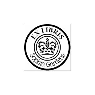 Round Ex Libris Krona Stämpel