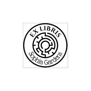 Round Ex Libris Labyrinth Stämpel