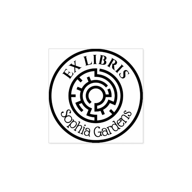 Round Ex Libris Labyrinth Stämpel (Tryck)