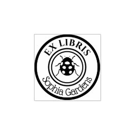 Round Ex Libris Ladybird Motif Stämpel