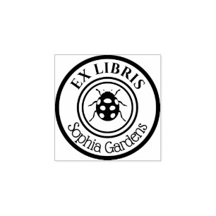 Round Ex Libris Ladybird Motif Stämpel