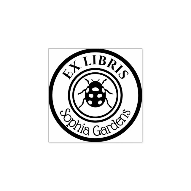 Round Ex Libris Ladybird Motif Stämpel (Tryck)