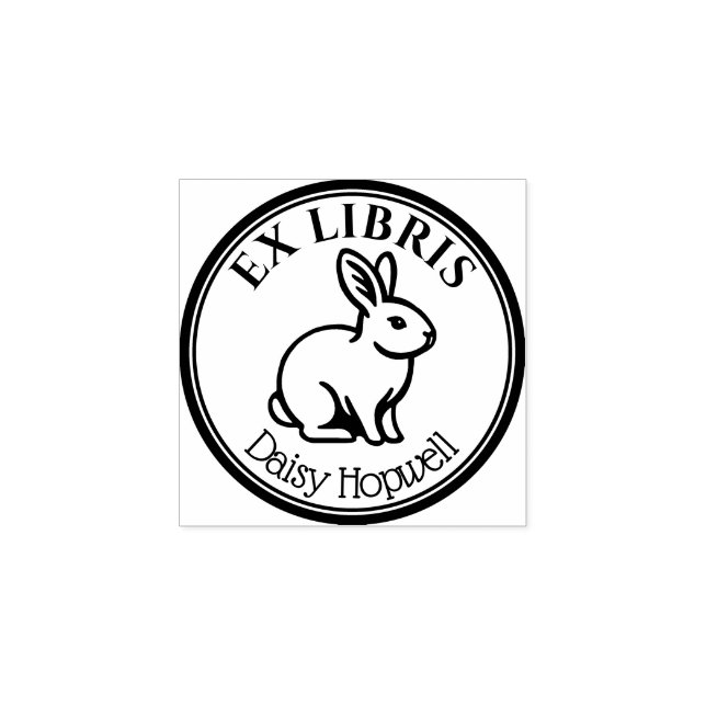 Round Ex Libris Rabbit Stämpel (Tryck)