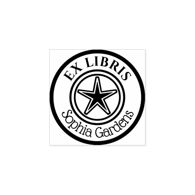 Round Ex Libris Star Motif Stämpel (Tryck)