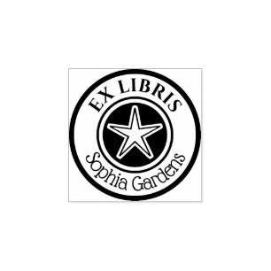 Round Ex Libris Star Motif v2 Stämpel