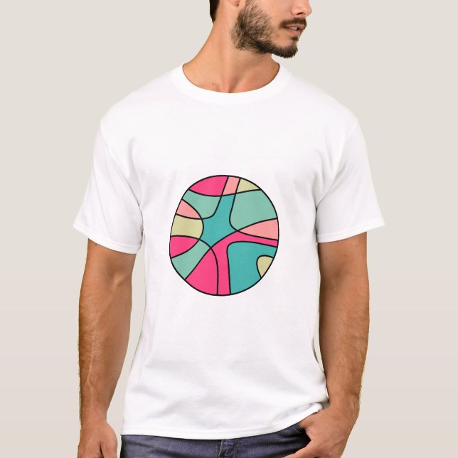 Round Färg Abstrakt 160422(04) T-Shirt (Framsida)