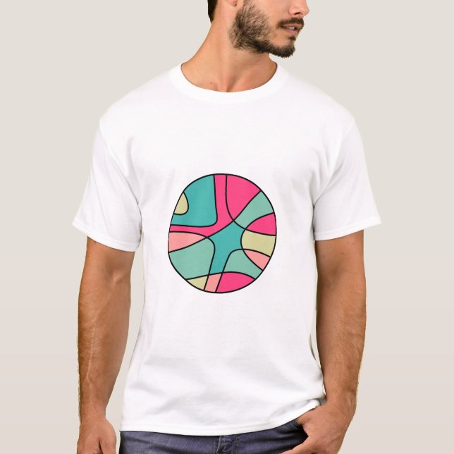 Round Färg Abstrakt 160422(05) T-Shirt (Framsida)