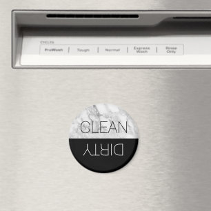 Round Faux Marble Clean Dirty Dishwasher Magnet