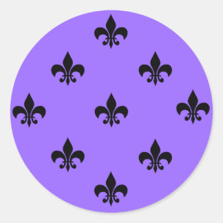 Round Fleur de Lis Stickers BLACK Runt Klistermärke