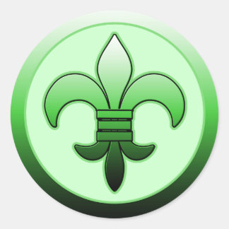 Round Fleur de Lis Stickers Grönt Runt Klistermärke