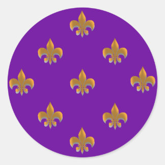 Round Fleur de Lis Stickers GULD Mönster Runt Klistermärke