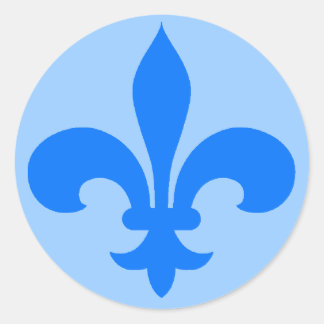 Round Fleur de Lis Stickers i Blue Runt Klistermärke