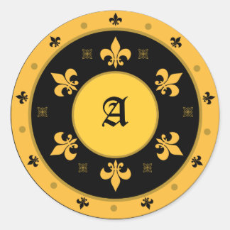 Round Fleur de Lis Stickers med Anpassade Text Runt Klistermärke
