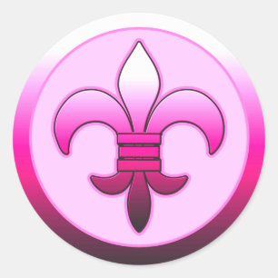 Round Fleur de Lis Stickers ROSA Runt Klistermärke