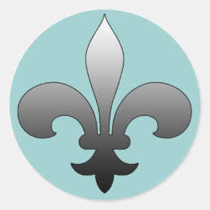 Round Fleur de Lis Stickers SILVER Runt Klistermärke