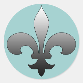 Round Fleur de Lis Stickers SILVER Runt Klistermärke