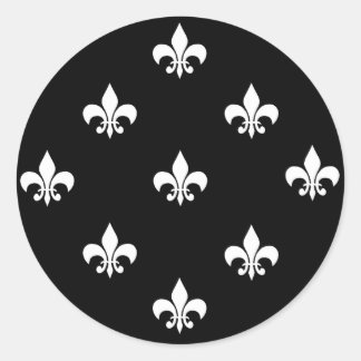 Round Fleur de Lis Stickers WHITE Runt Klistermärke