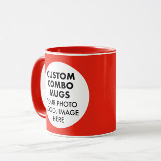 Round Frame 2 x Photo Logo Red Custom Combo Mugg