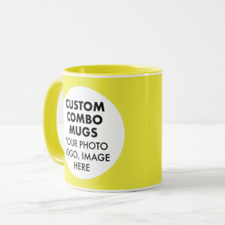 Round Frame 2 x Photo Logo Yellow Custom Combo Mugg