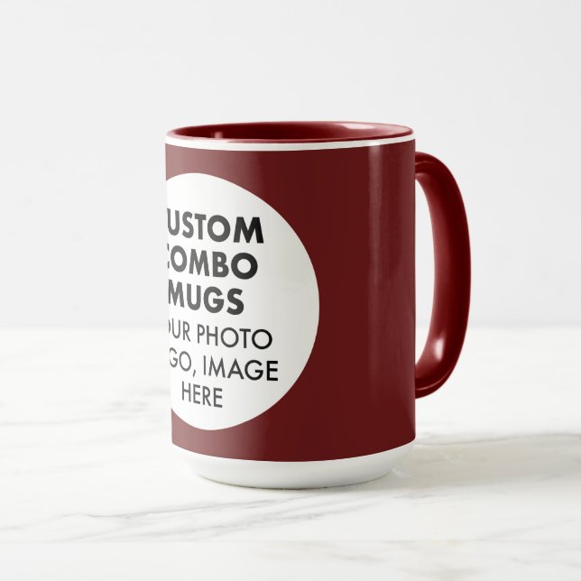 Round Frame Photo Logo Large Maroon Custom Combo Mugg (Framsida höger)