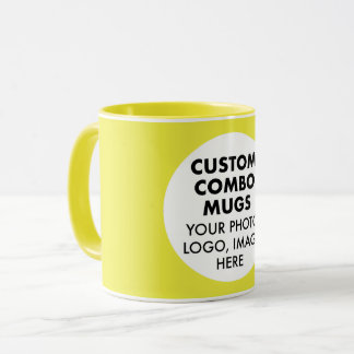 Round Frame Photo Logo Yellow Custom Combo Mugg