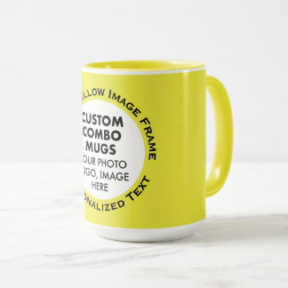 Round Frame Photo & Text Large Yellow Custom Combo Mugg