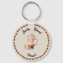 ROUND FUNNY COFFEE KEYCHAIN