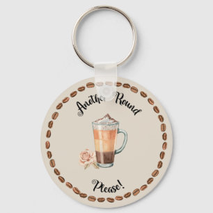 ROUND FUNNY COFFEE KEYCHAIN NYCKELRING