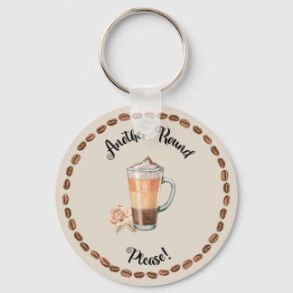 ROUND FUNNY COFFEE KEYCHAIN NYCKELRING