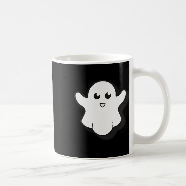 Round Ghost Cute Ghost Halloween-talessäsong Kaffemugg (Höger)