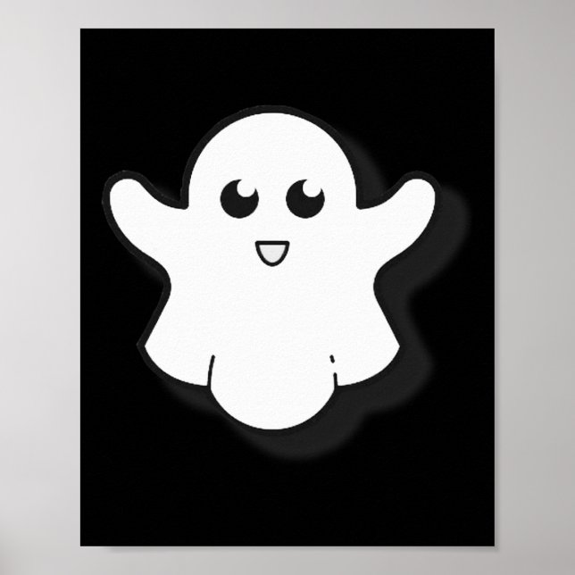 Round Ghost Cute Ghost Halloween-talessäsong Poster (Framsidan)