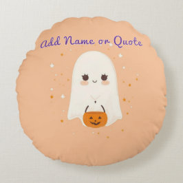 Round Ghost Halloween Pillow - Anpassade Text Rund Kudde