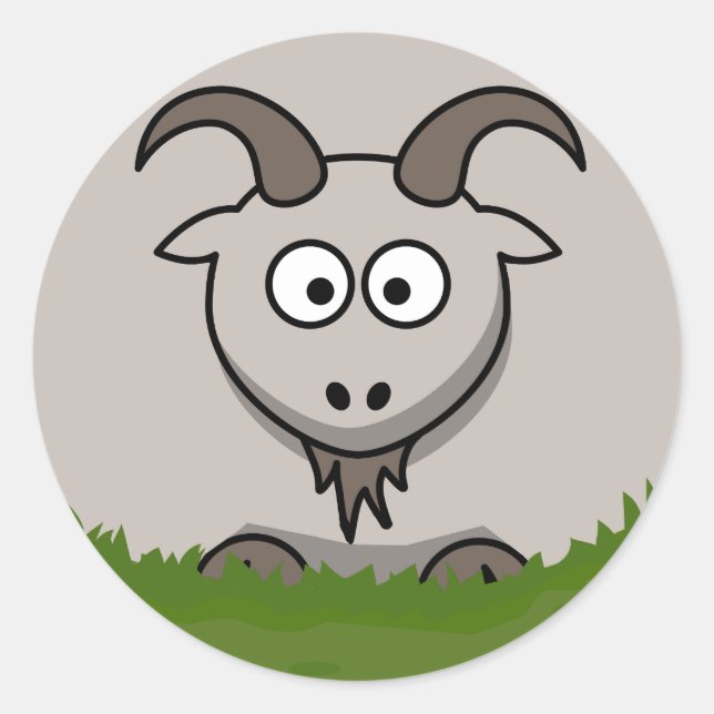 Round Goat Runt Klistermärke (Framsida)