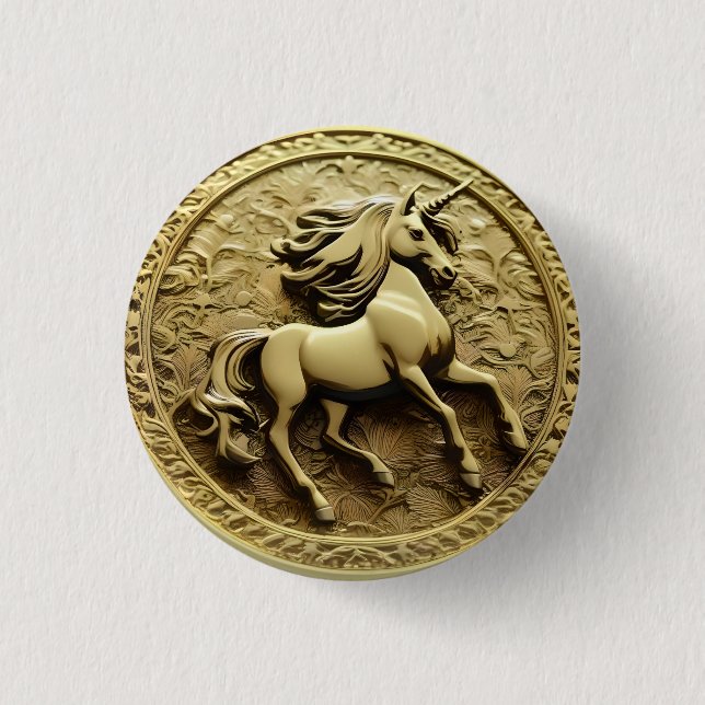 Round Guld Unicorn Coin Knapp (Framsida)