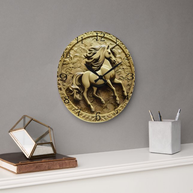 Round Guld Unicorn Coin Stor Klocka (Kontor)