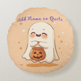 Round Halloween Ghost Pillow - redigerbar Rund Kudde