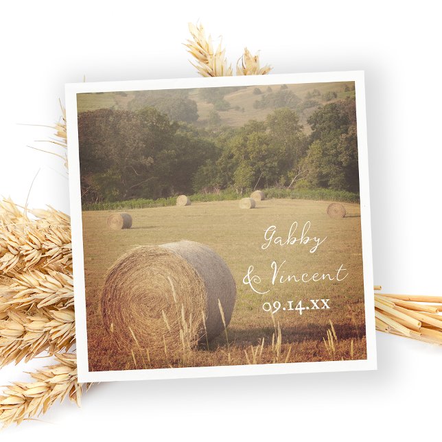 Round Hay Bales Farm Bröllop Napkins Pappersservett (Skapare uppladdad)