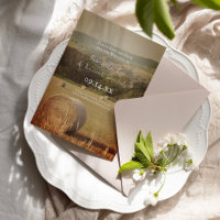 Round Hay Bales Farm Bröllop spara datum