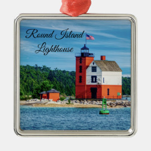Round Island Lighthouse Julgransprydnad Metall