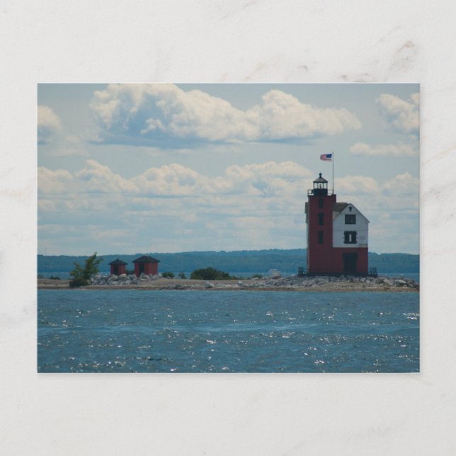 Round Island Lighthouse, Mackinac Island, Michigan Vykort (Framsida)