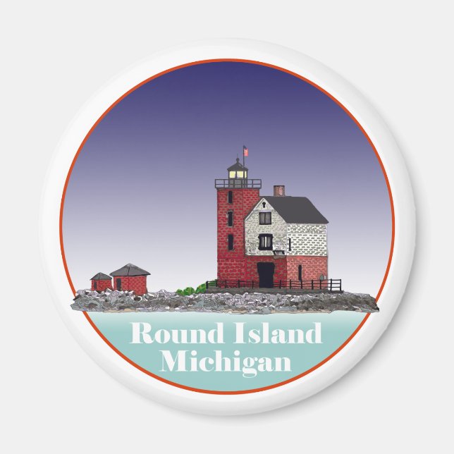 Round Island Lighthouse Magnet (Framsidan)
