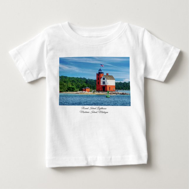 Round Island Lighthouse T Shirt (Framsida)