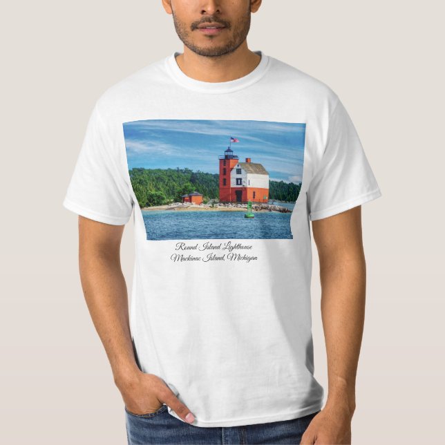Round Island Lighthouse T Shirt (Framsida)