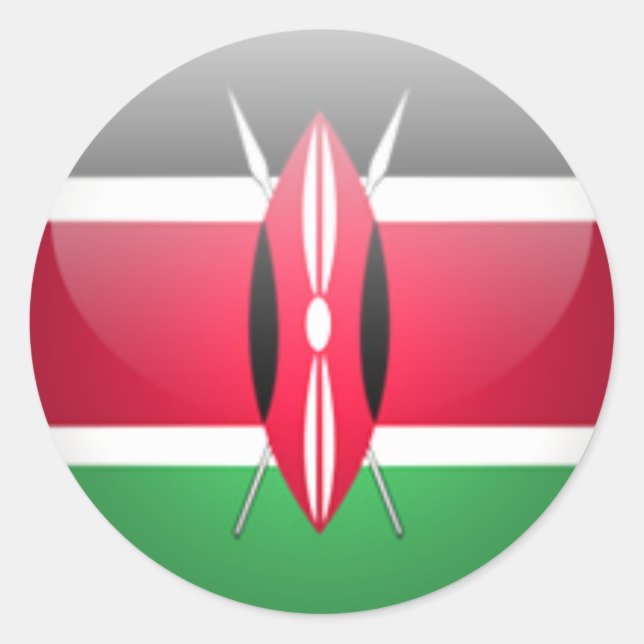 Round Kenya Flagga Sticker Runt Klistermärke (Framsida)