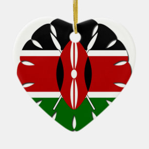 Round Kenyan Motif: En nationell symbol Julgransprydnad Keramik
